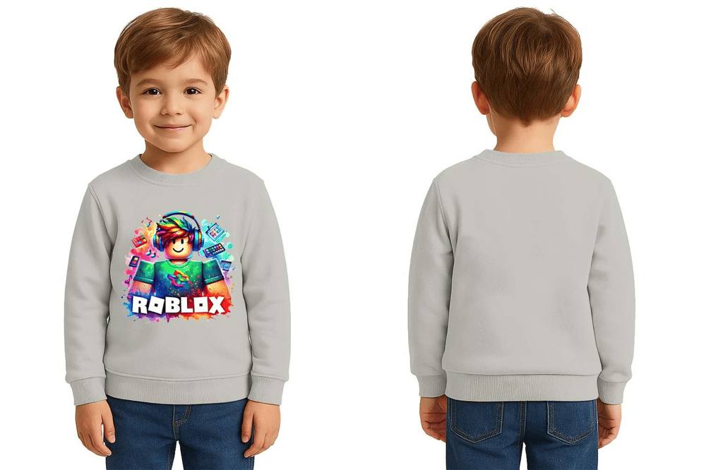 Unisex roblox Baskılı Çocuk Swaetshirt 3 İplik Şardonlu