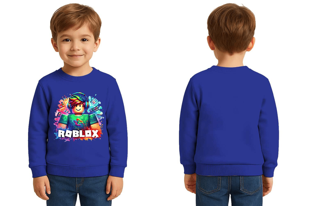 Unisex roblox Baskılı Çocuk Swaetshirt 3 İplik Şardonlu