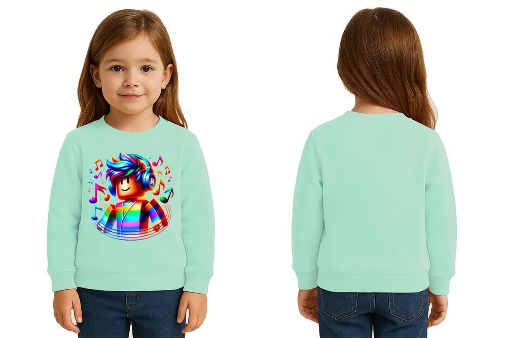 Unisex roblox Baskılı Çocuk Swaetshirt 3 İplik Şardonlu