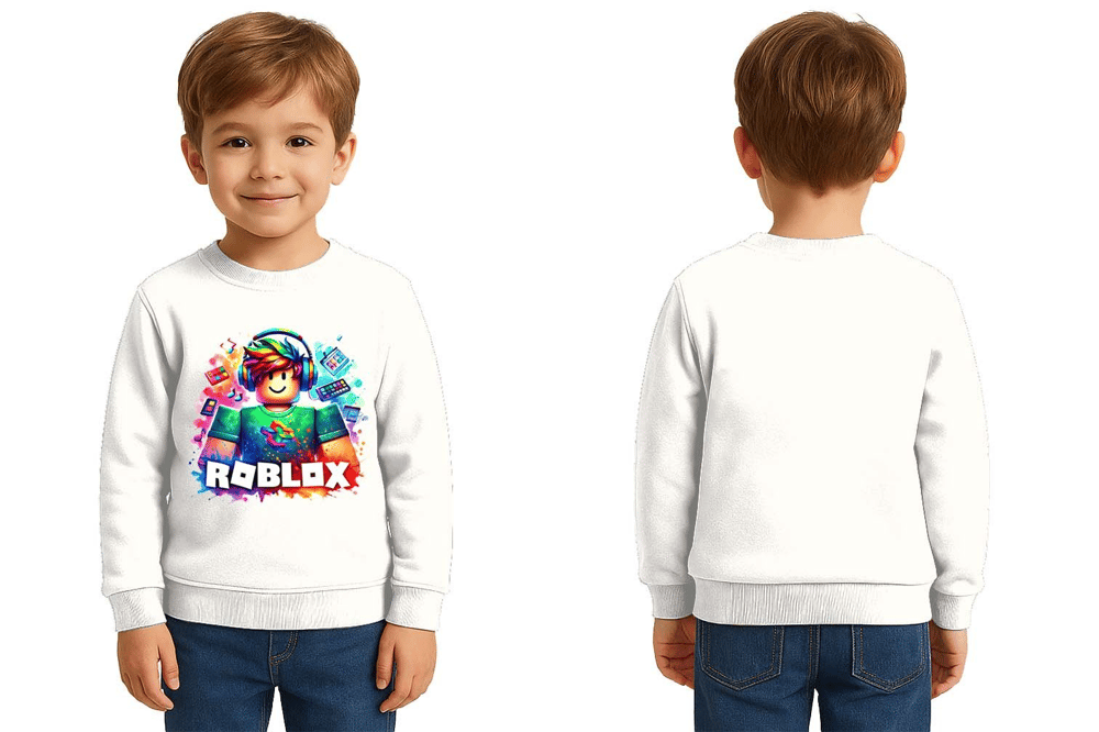 Unisex roblox Baskılı Çocuk Swaetshirt 3 İplik Şardonlu