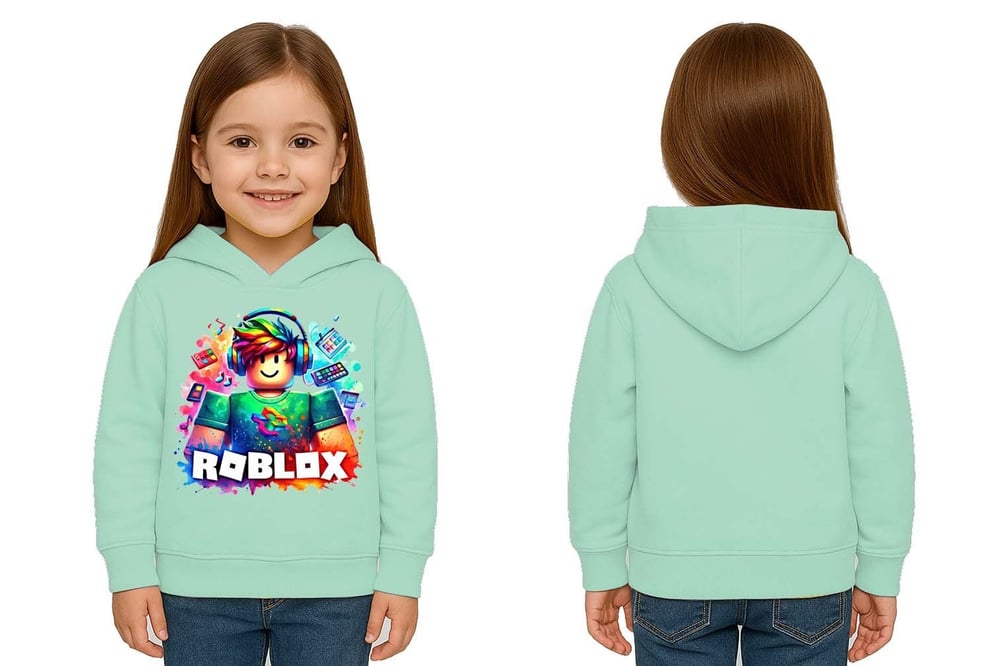 Unisex roblox Baskılı Çocuk Swaetshirt  Baskılı Kapüşonlu 3 İplik Şardonlu