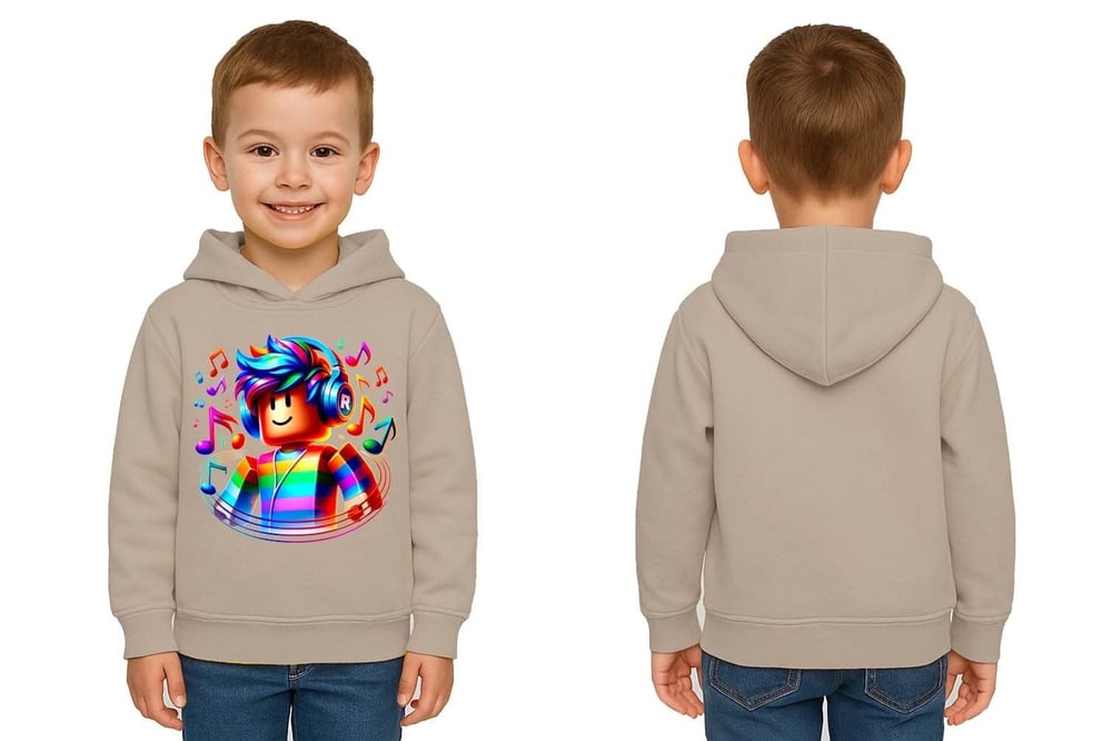 Unisex roblox Baskılı Çocuk Swaetshirt  Baskılı Kapüşonlu 3 İplik Şardonlu