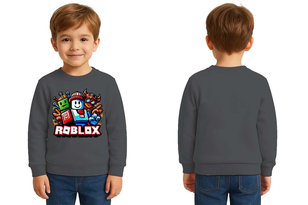Unisex roblox Baskılı Çocuk Swaetshirt 3 İplik Şardonlu