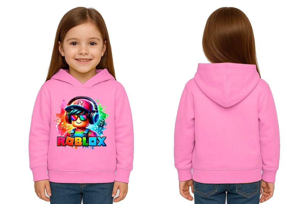 Unisex roblox Baskılı Çocuk Swaetshirt  Baskılı Kapüşonlu 3 İplik Şardonlu