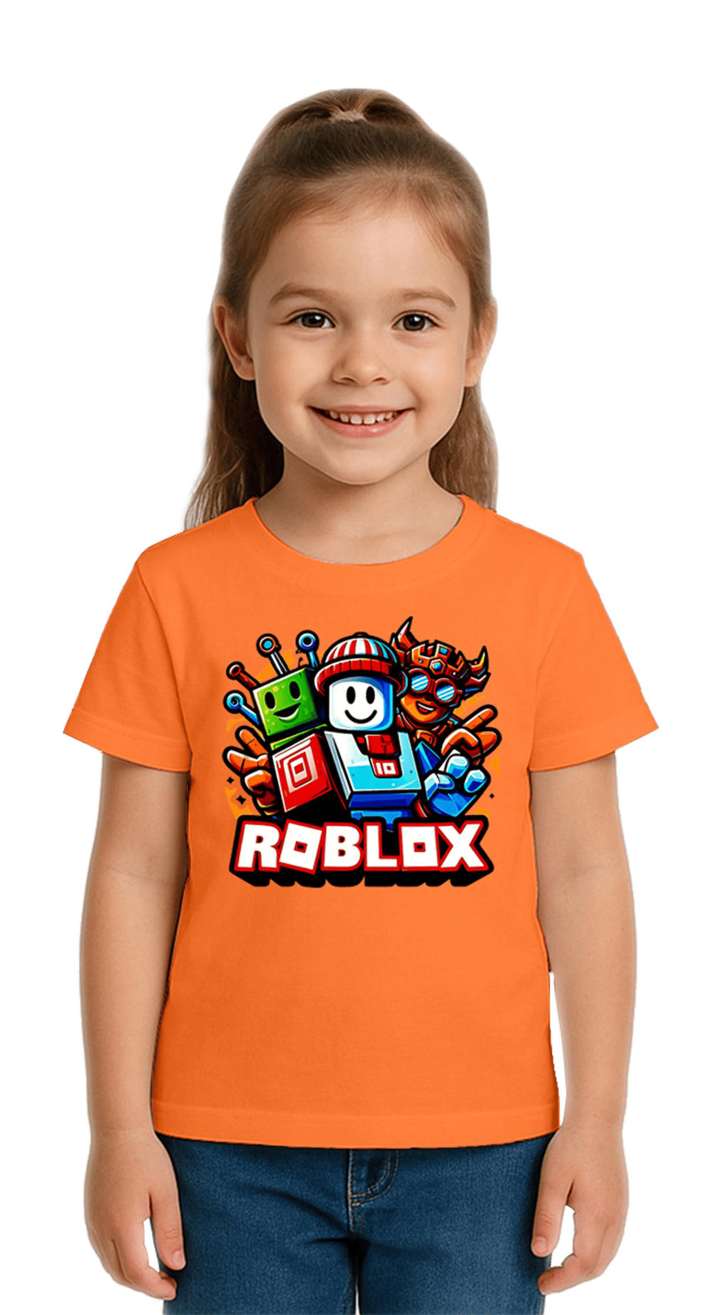 Unisex Roblox Baskılı Çocuk Tişört pamuklu penye kumaş