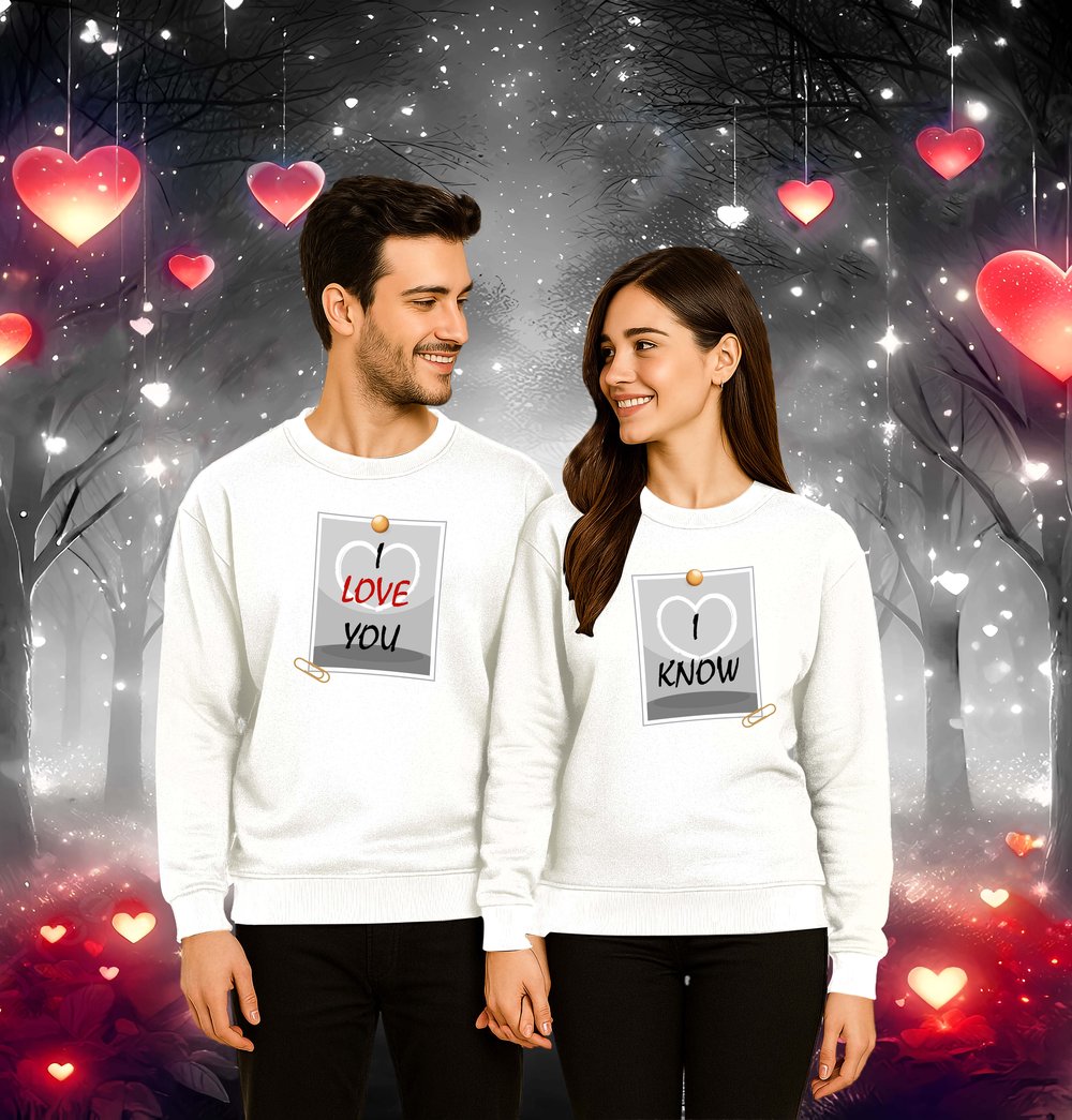 Unisex Sevgililer günü Baskılı yetişkin Swaetshirt 3 İplik Şardonlu