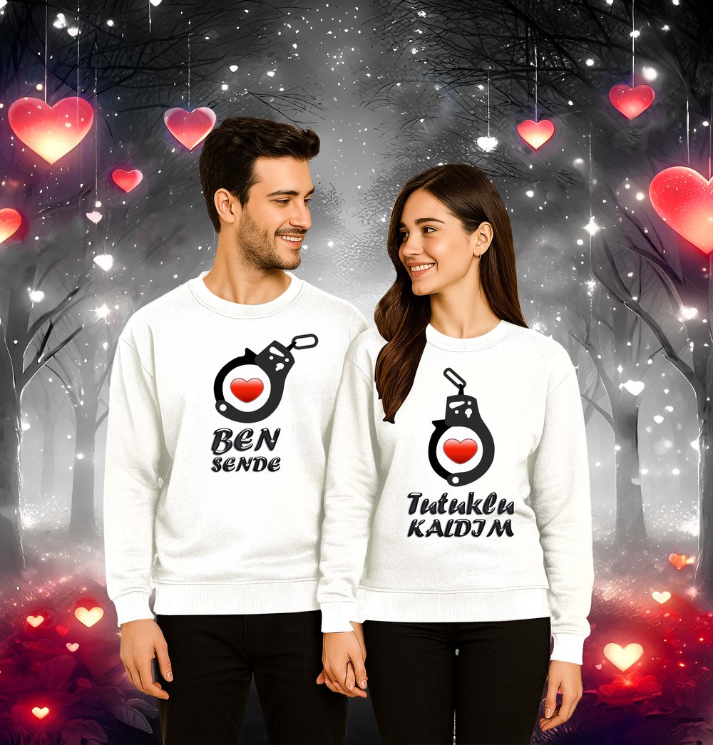 Unisex Sevgililer günü Baskılı yetişkin Swaetshirt 3 İplik Şardonlu