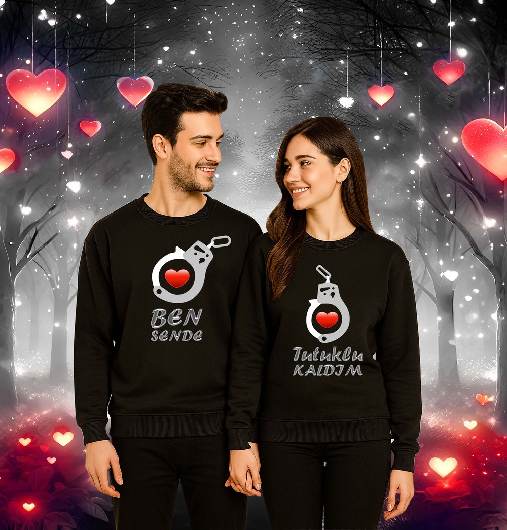 Unisex Sevgililer günü Baskılı yetişkin Swaetshirt 3 İplik Şardonlu