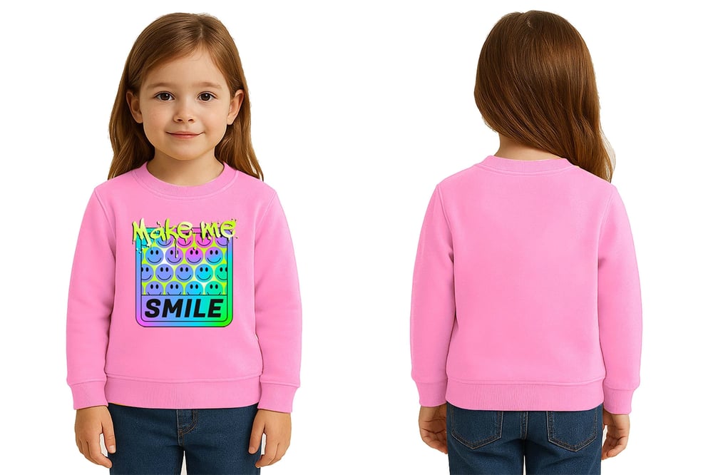 Unisex Smile Baskılı Çocuk Swaetshirt 3 İplik Şardonlu