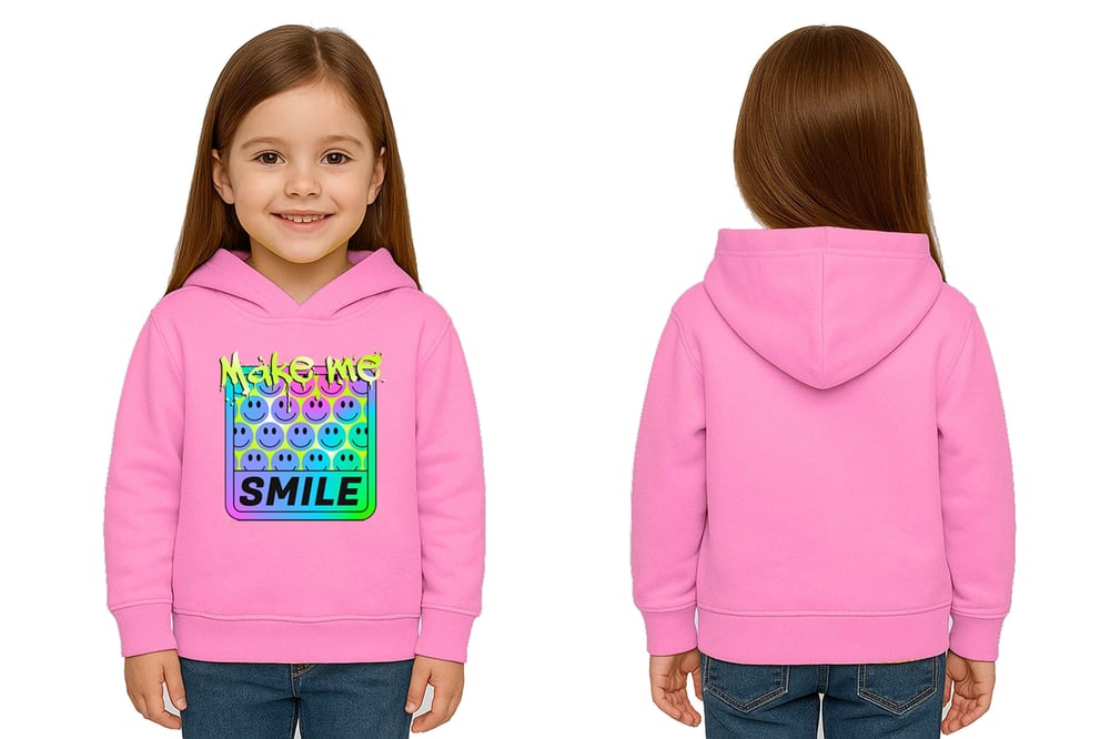 Unisex Smile Baskılı Çocuk Swaetshirt Kapşonlu 3 İplik Şardonlu