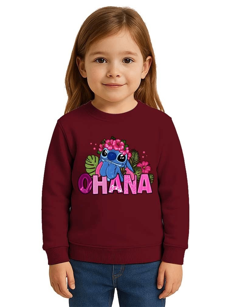 Unisex Stitch Baskılı Çocuk Swaetshirt 3 İplik Şardonlu