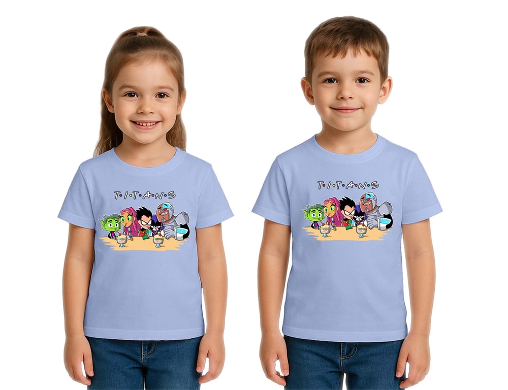 Unisex Teen Titans Go baskılı Çocuk Tişört pamuklu penye kumaş