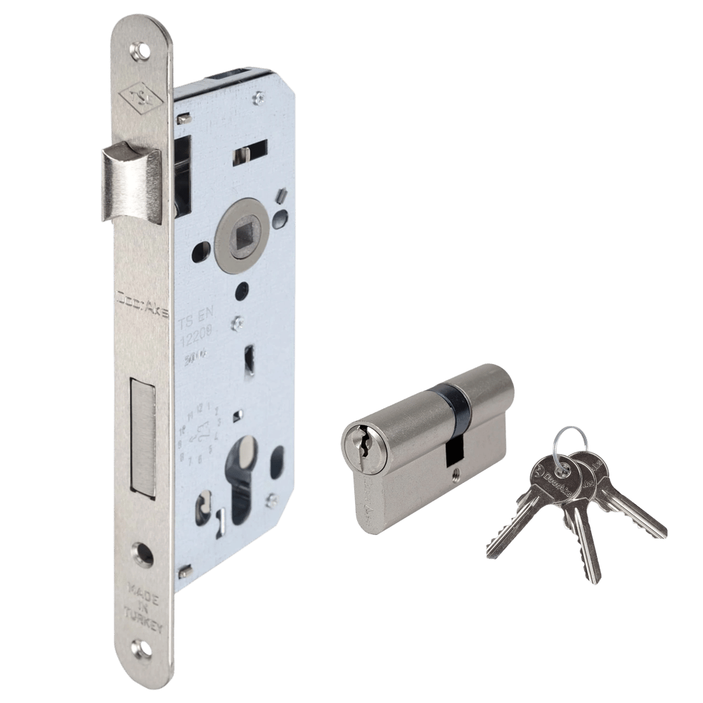 Dooraks 121ZB Silindirli Dış Kapı Kilidi 40 mm (Oval Nikel 23 mm Ayna Barel:68 mm Zamak)