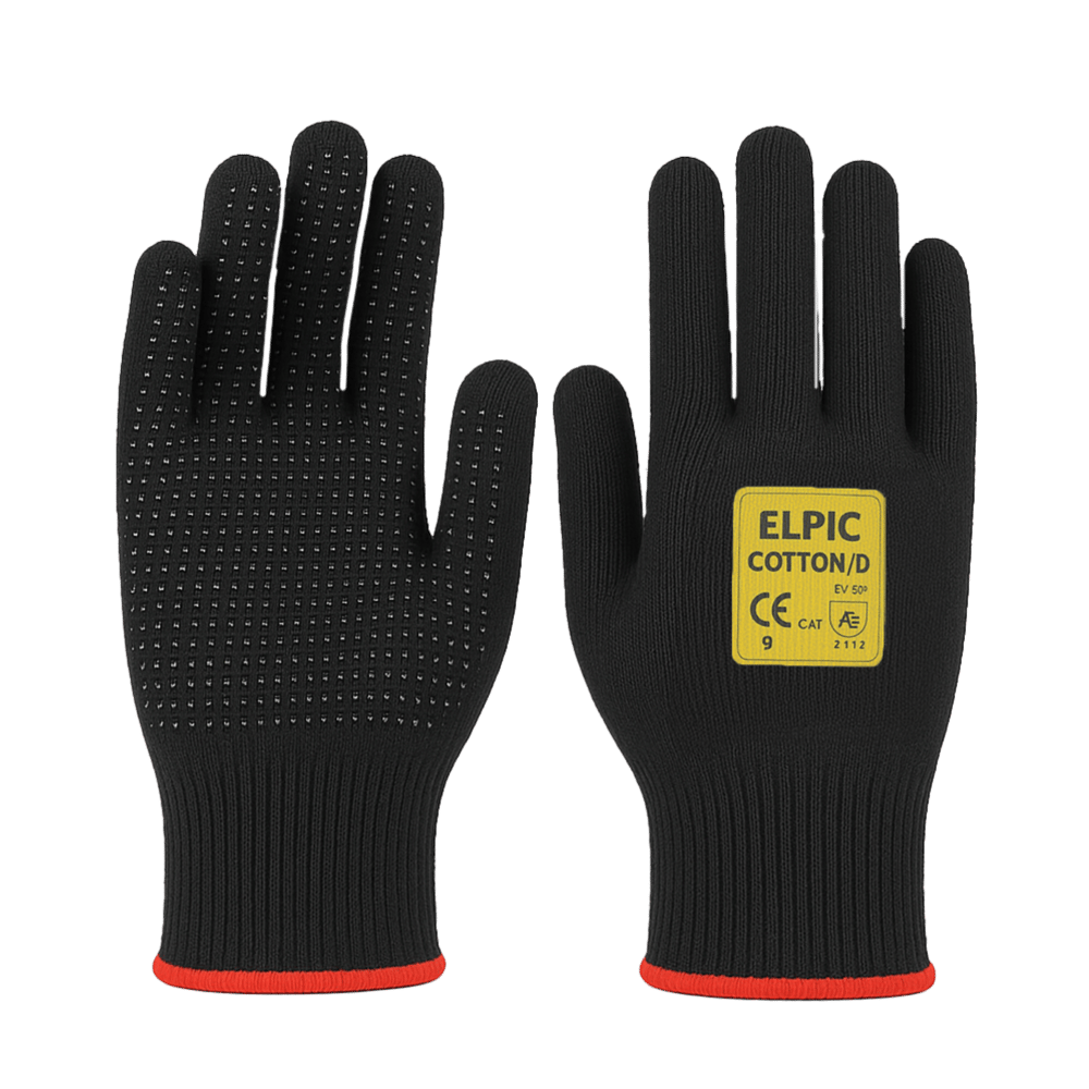 Elpic Cotton D Siyah Dotlu Eldiven 9 No