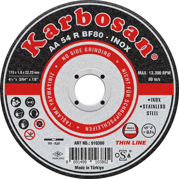 Karbosan İnox Kesici Disk 115*1,0*22.23 mm 910380