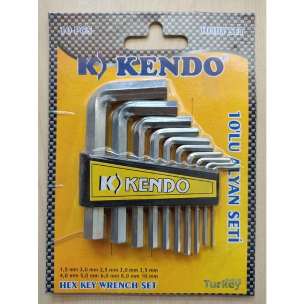 Kendo KAS 901 L Allen Anahtar Seti Kısa 120 mm 10 Parça