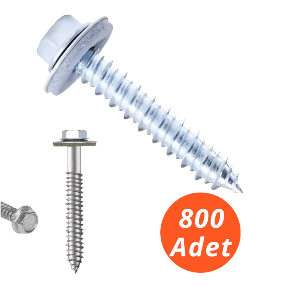 Meridyen Betofast Sivri Uçlu Çatı Panel Beton Ağaç Vidası 6,3*90 800 Adet - 8 mm Somun Adaptörü ile Kullanılır
