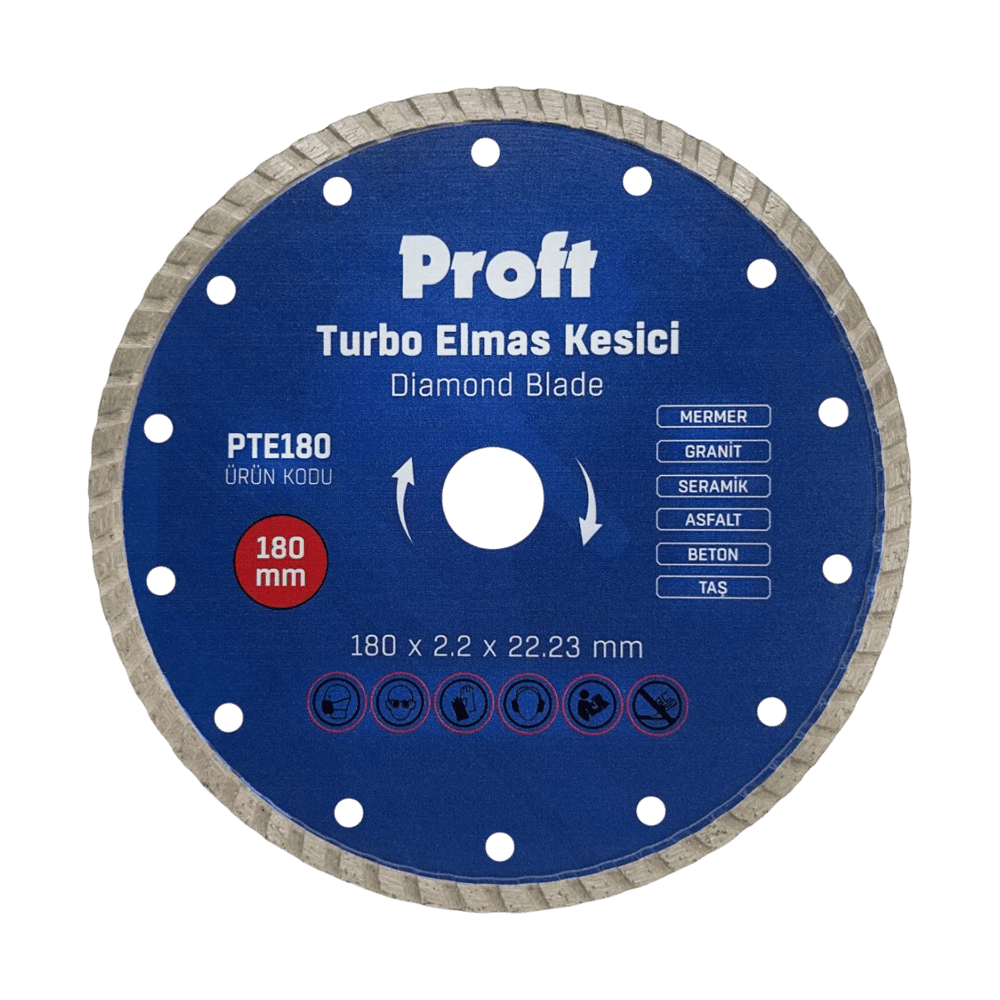 Proft Turbo Mermer-Granit-Seramik-Asfalt-Beton Kesici 180*2,2*22 mm - 5'li Paket