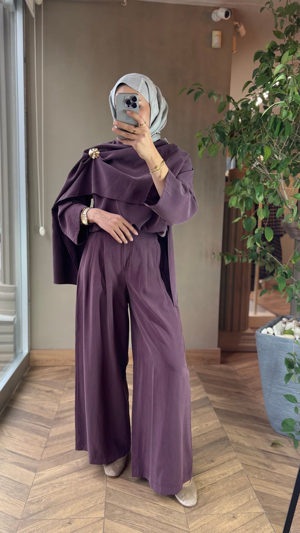 Broş Detaylı Şık Takım | Bordo