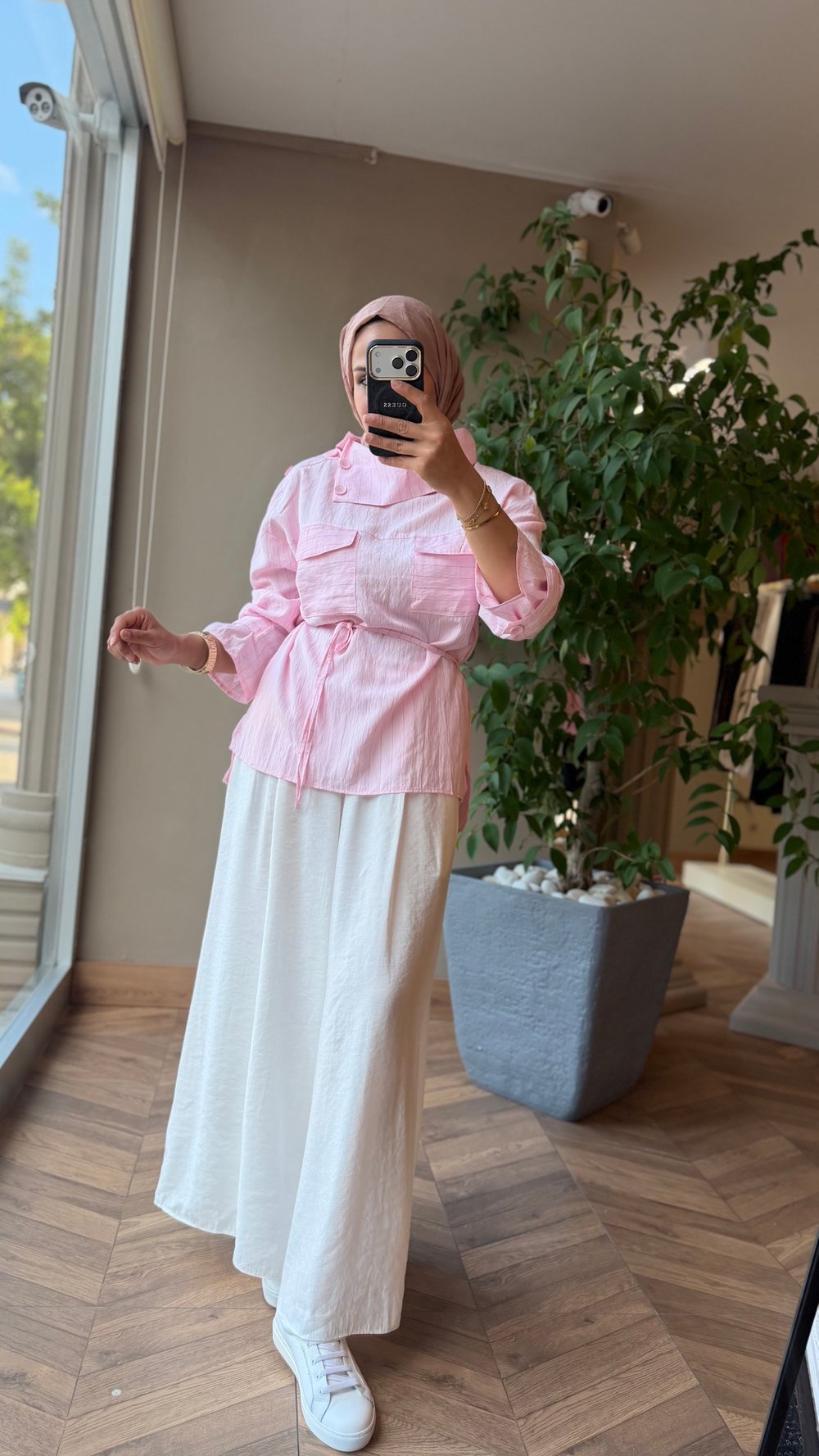 ELVENA Keten Etek Pantolon | Beyaz