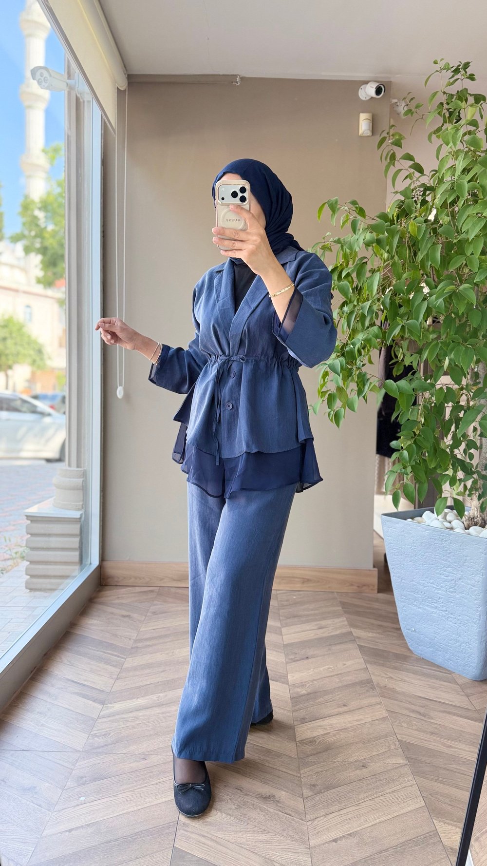 Elya Şifon Detaylı Takım | Lacivert