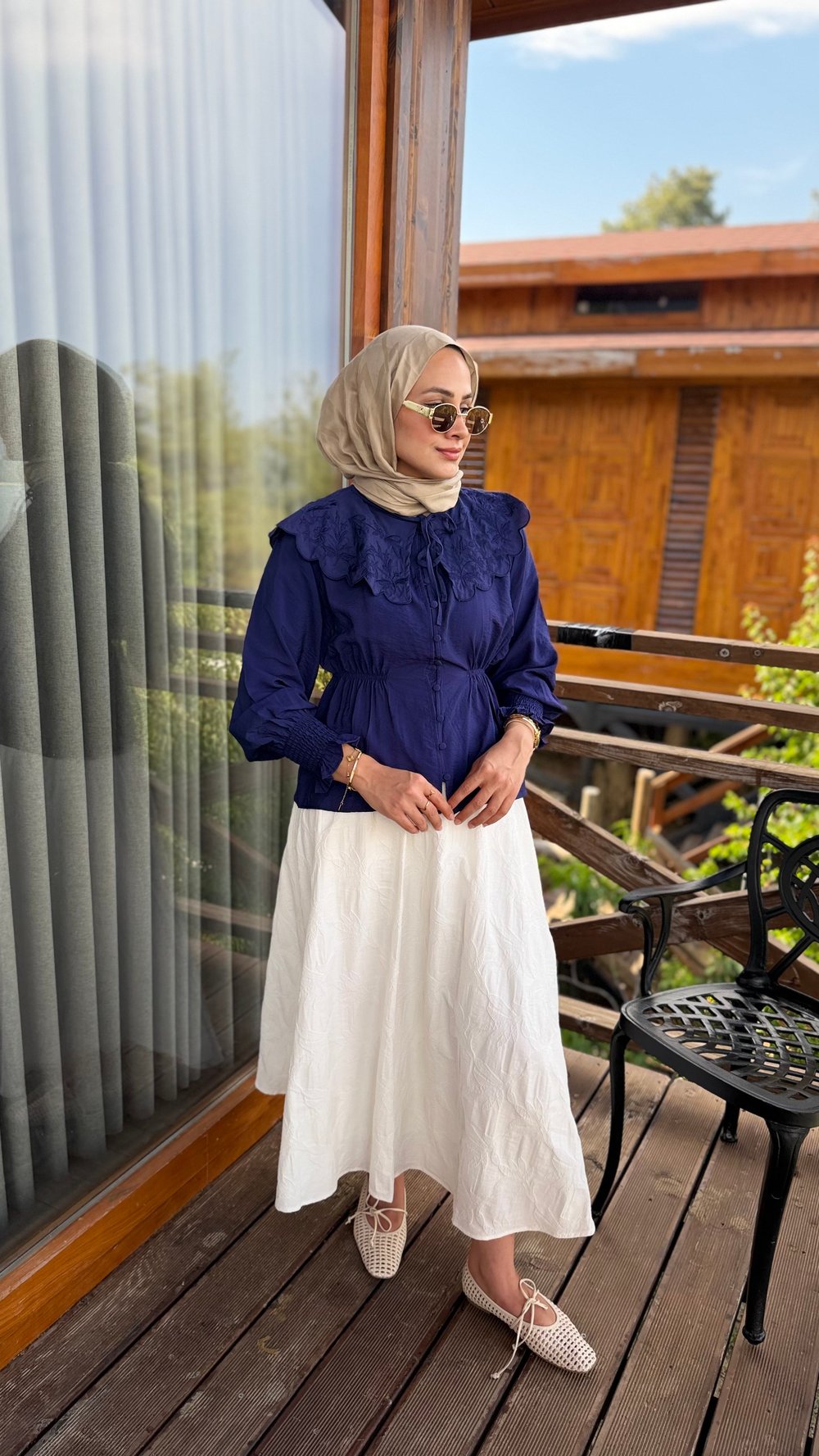 Jakarlı Hacim Etek | Beyaz