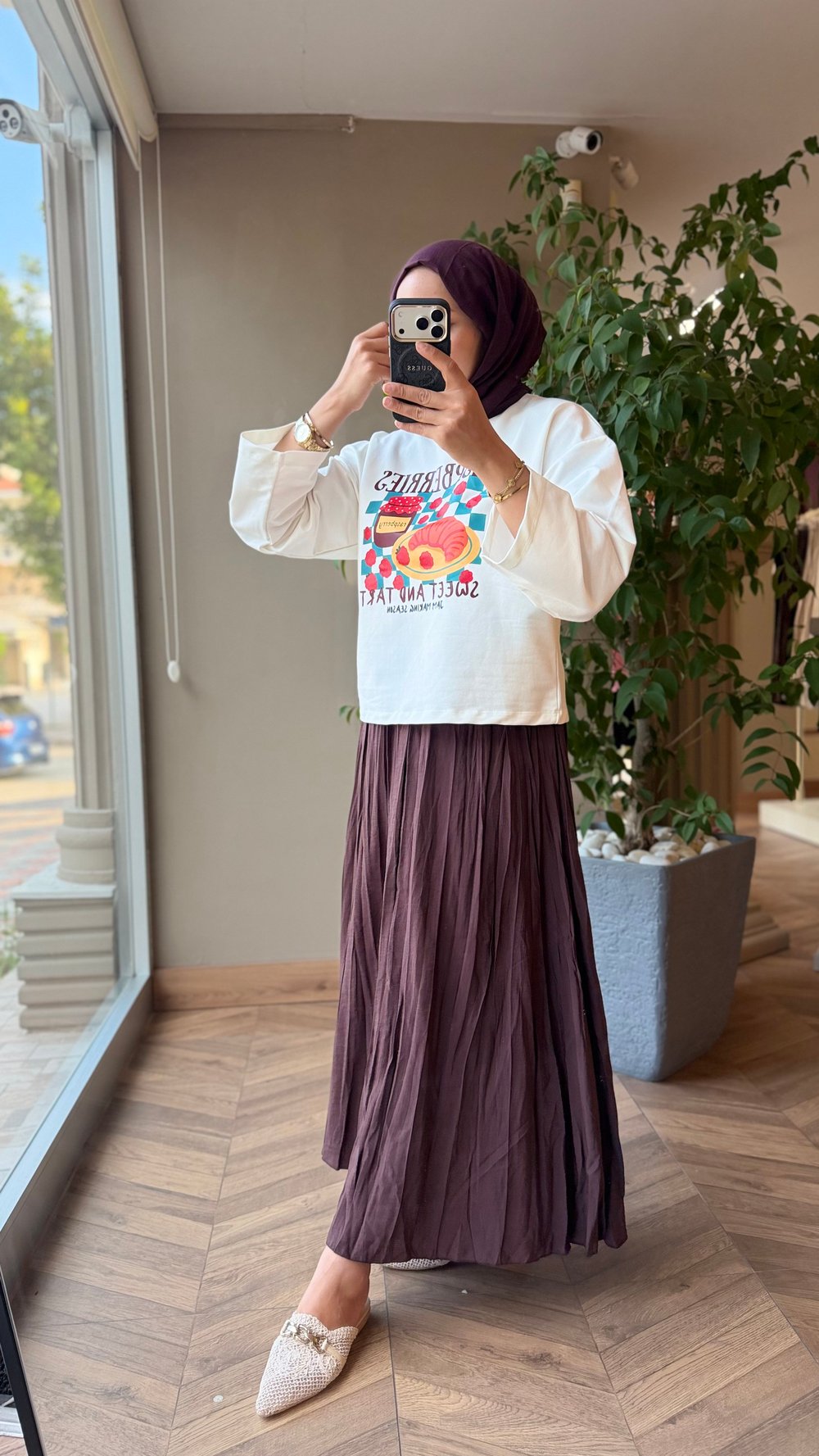 MELORA Baskılı Oversize Sweat | Raspberry Croissant