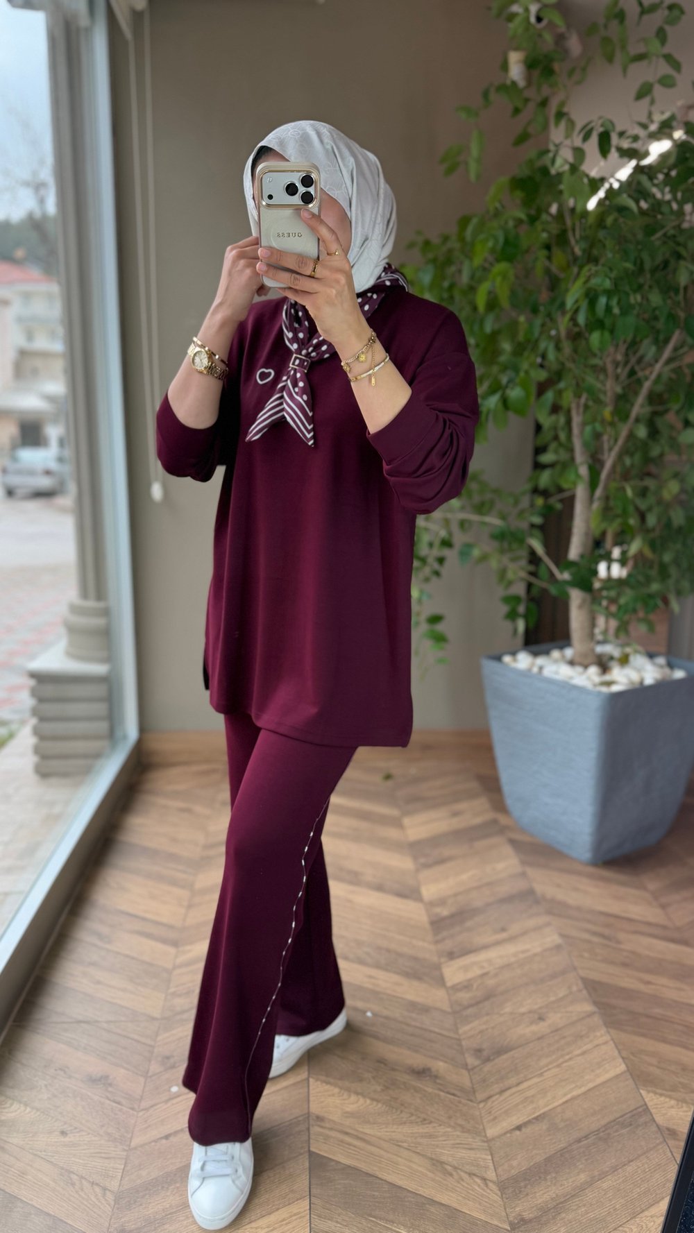 Mira Şerit Detaylı Spor Takım | Bordo