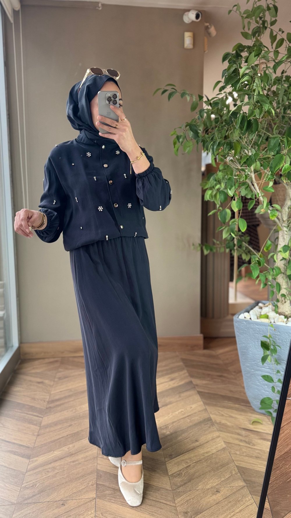 Nora Taş Detaylı Etek Takım | Siyah