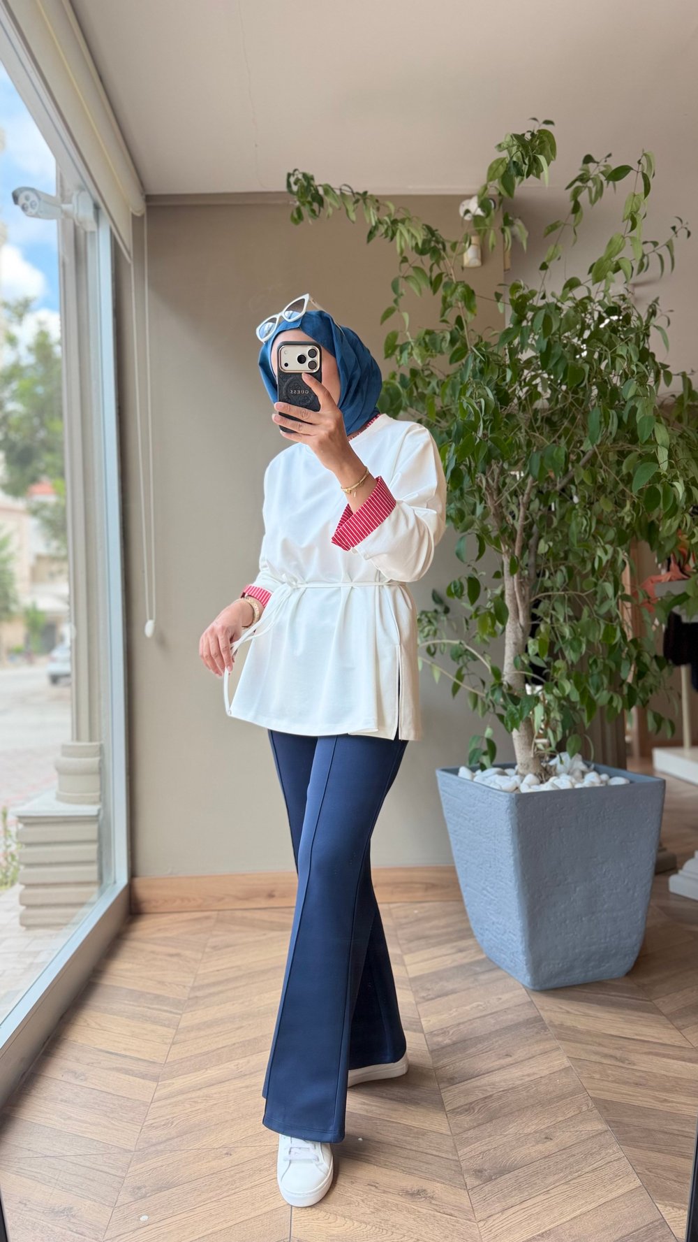 NOREVA Garni Detaylı Tunik | Beyaz