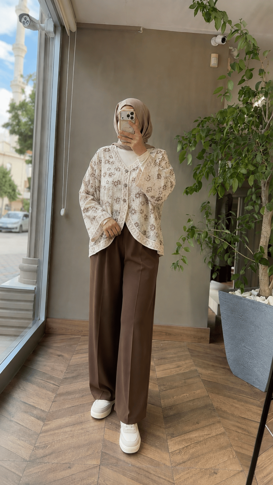 Noya Dantel Detaylı Kimono | Bej