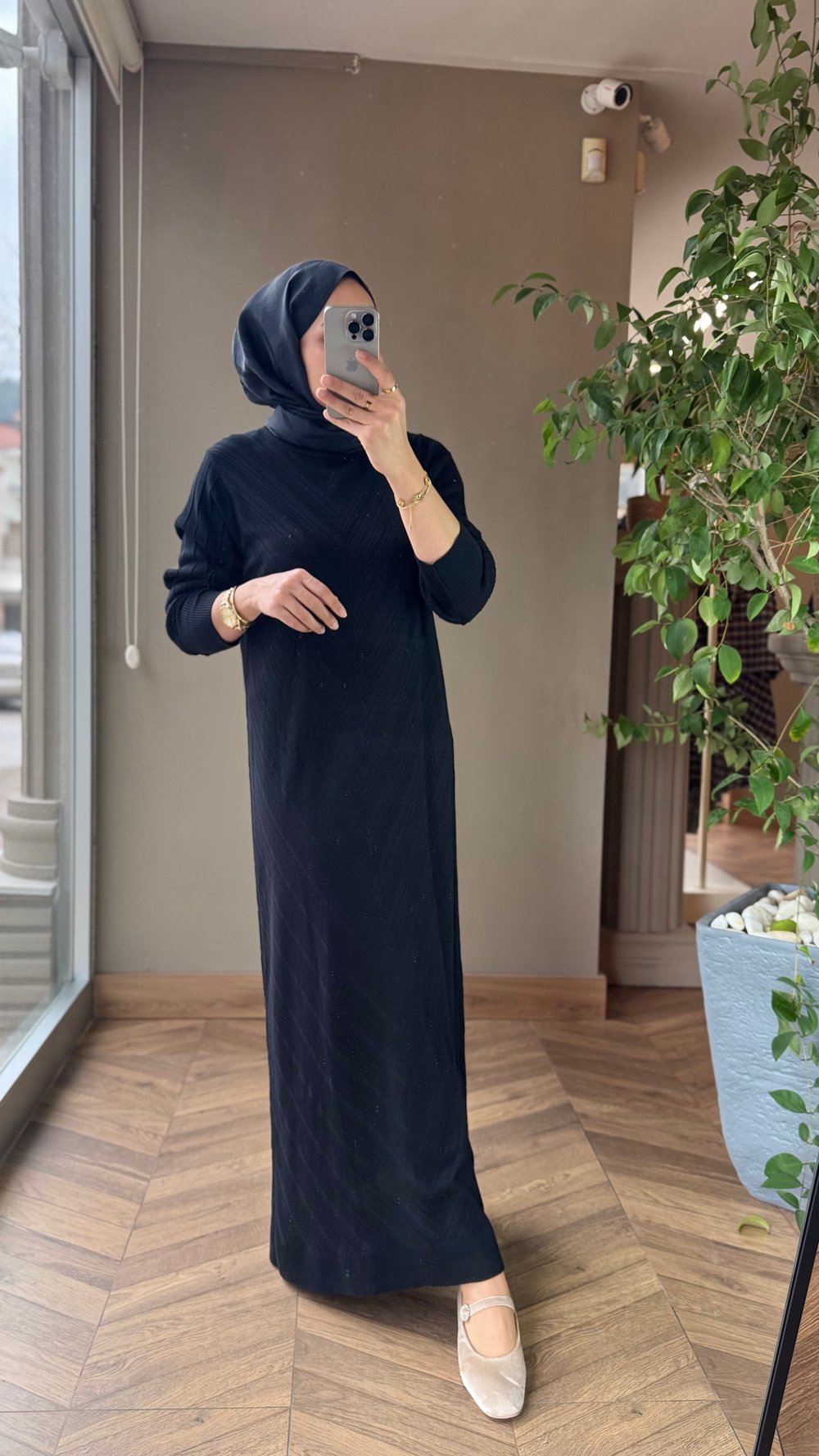 Viona Fitilli Triko Elbise | Siyah