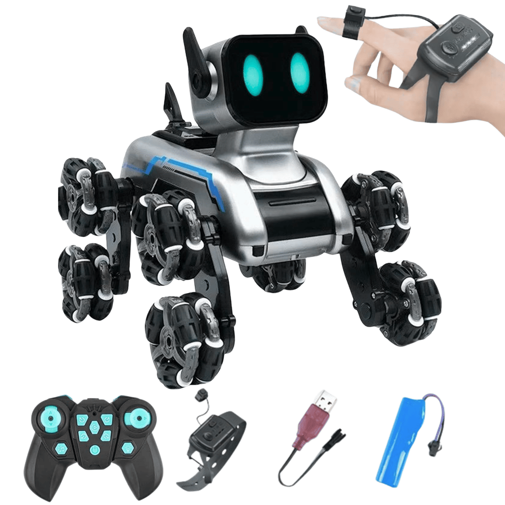 Oyuncak 2.4 GhZ Uzaktan ve Bilekten Kumandalı Şarjlı 8 Teker Akrobat Robot Köpek Müzikli ve Led Işık