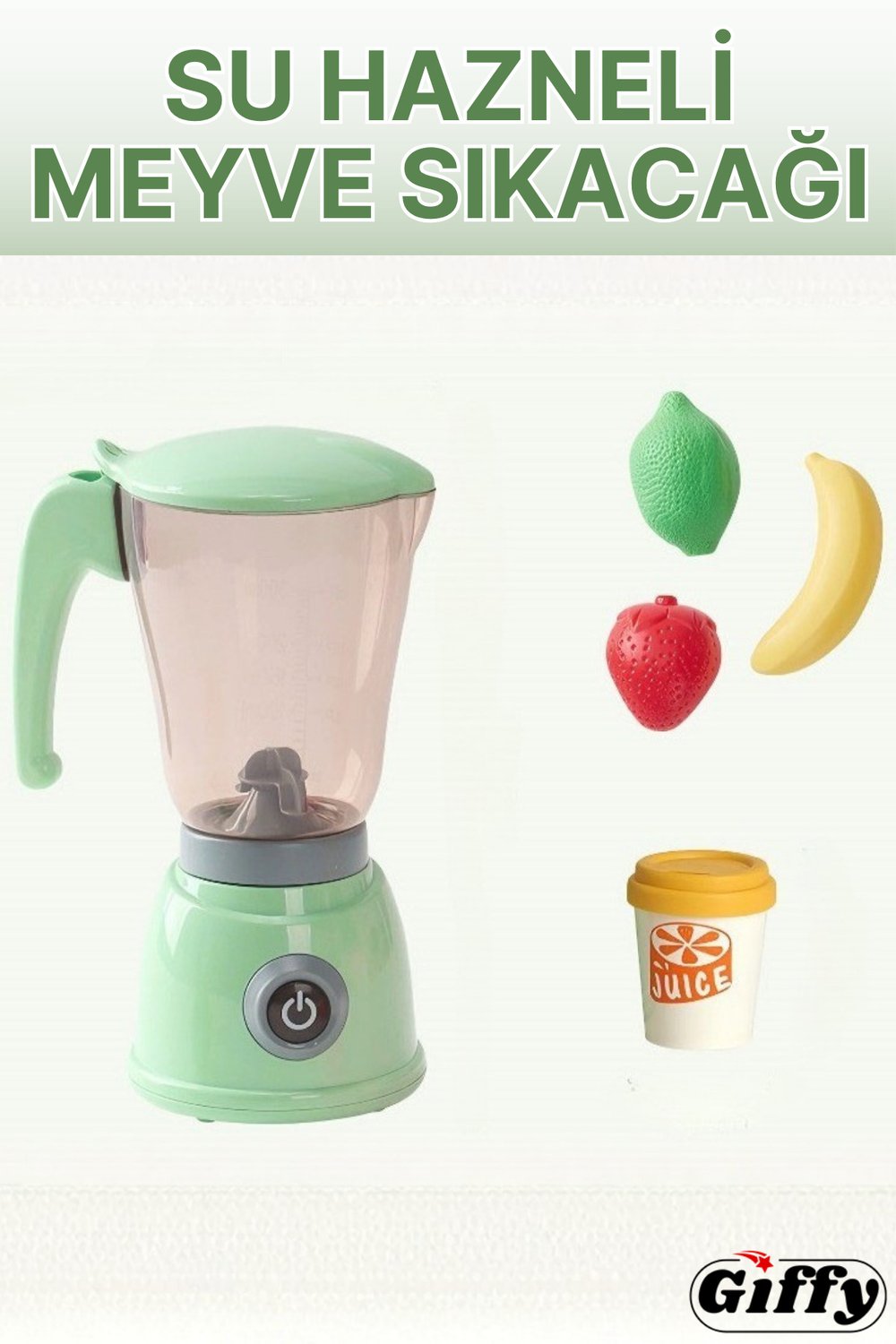 Oyuncak Işıklı Aksesuarlı Su Hazneli Meyve Sıkacağı Blender Seti - Evcilik ve Mutfak Oyun Seti