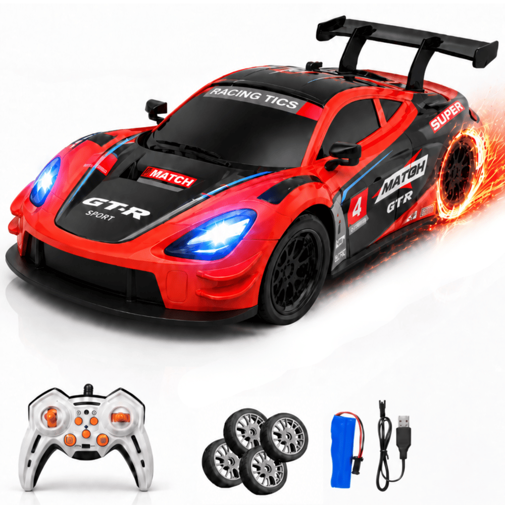 Uzaktan Kumandalı 2 Teker Kıvılcım Efektli Drift Yarış Arabası Şarjlı Led Işıklı Sesli RC Spor Araba Sert Malzemeden Üretilmiştir Gerçekçi Tasarım (Kırmızı)