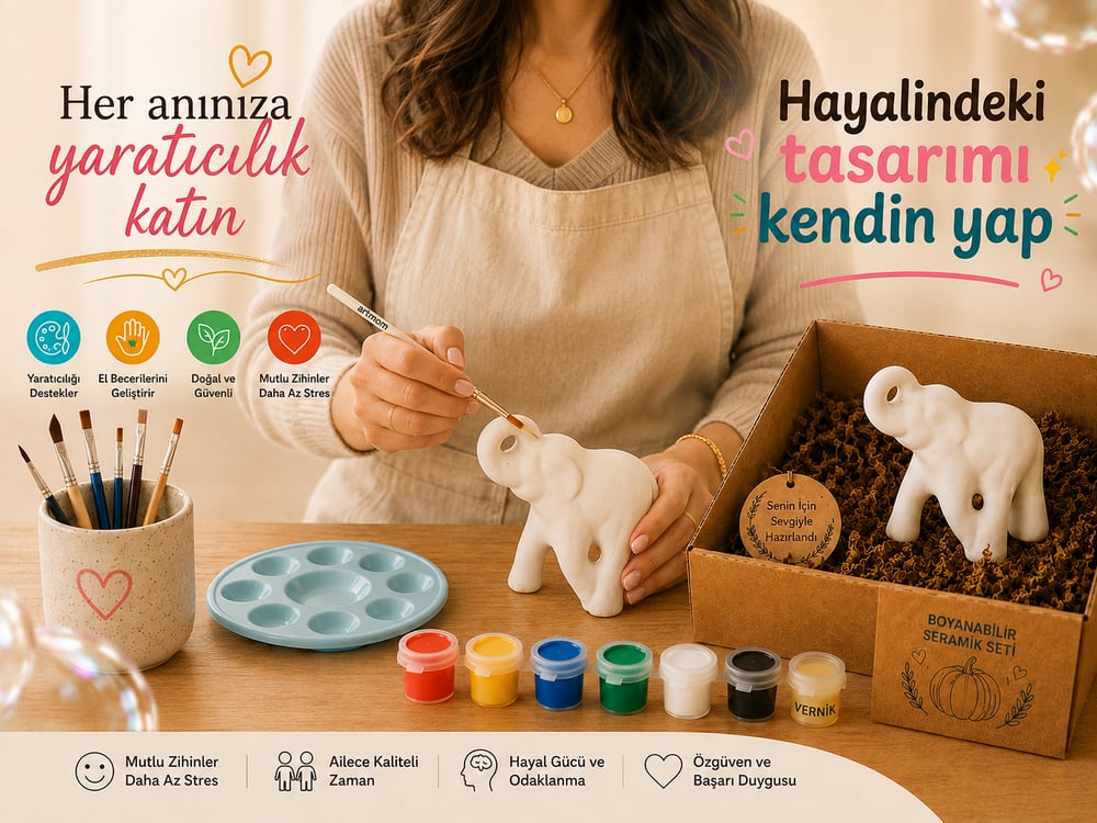 Seramik Boyama Seti Yetişkin Şans Filleri
