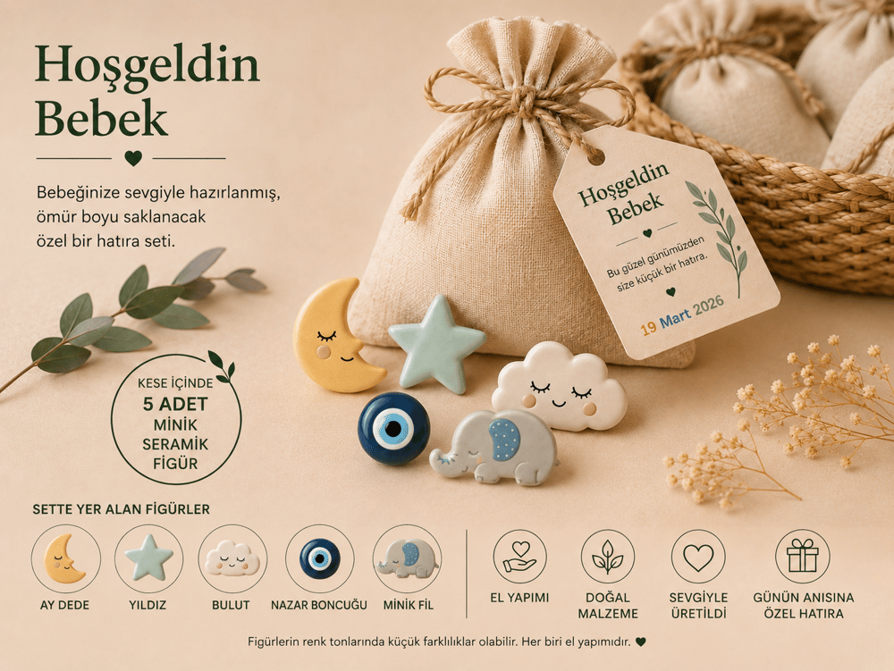 Seramik Yeni Doğan Bebek Hediyesi Kese 