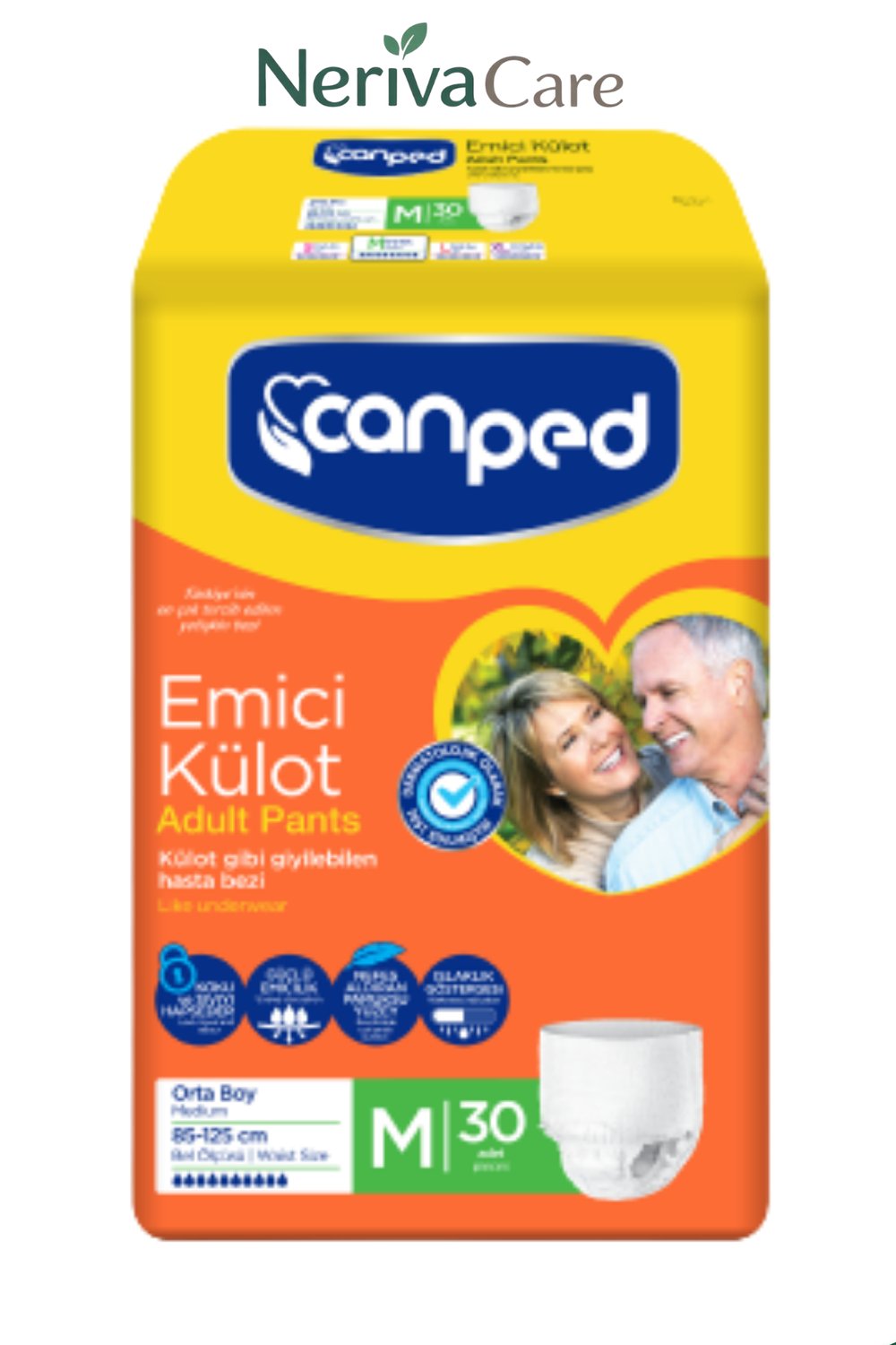 Canped Emici Külot Hasta Bezi M Beden 30 Adet | Yüksek EmicilikKülot Hasta Bezleri (Emici Külot)nerivacareCanped Emici Külot Hasta Bezi M Beden 30 Adet | Medium Boy Yüksek Emicilik