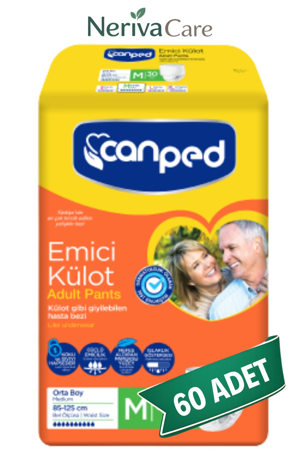 Canped Emici Külot Hasta Bezi M Beden 60 Adet | Yüksek EmicilikKülot Hasta Bezleri (Emici Külot)nerivacareCanped Emici Külot Hasta Bezi M Beden 60 Adet | Medium Boy Yüksek Emicilik