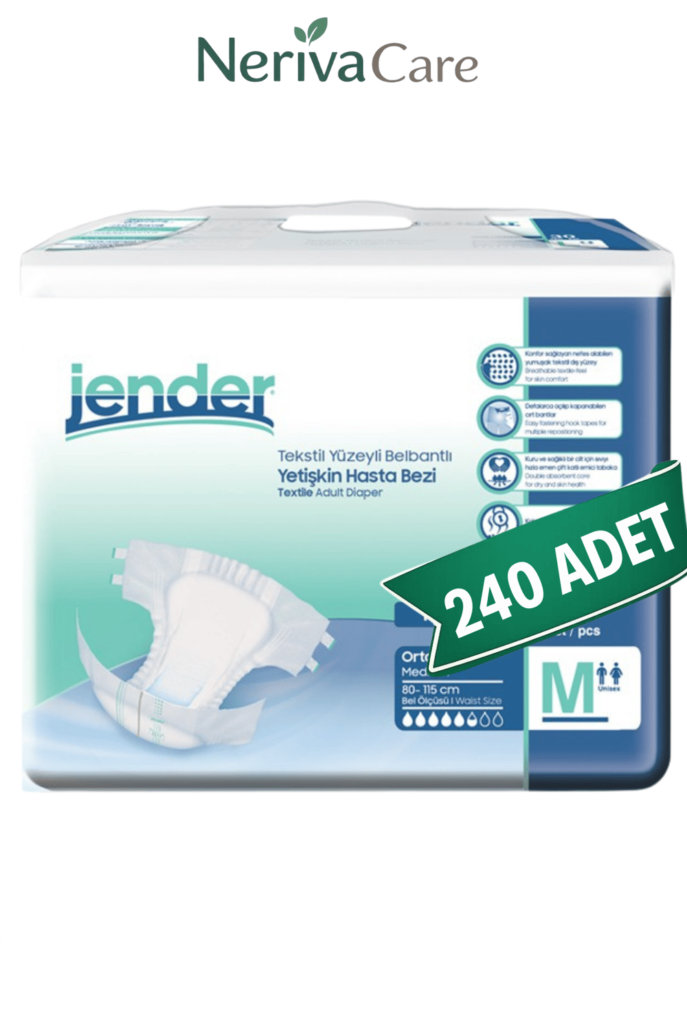 Jender Yetişkin Hasta Bezi Bel Bantlı M Beden 240 Adet | Orta EmicilikBelbantlı Hasta BezlerinerivacareJender Yetişkin Hasta Bezi Bel Bantlı Hasta Bezi M Beden 240 Adet | Medium Boy Orta Emicilik