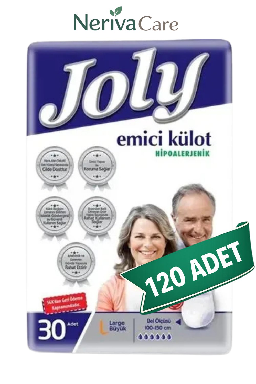 Joly Emici Külot Hasta Bezi L Beden 120 Adet | Large Boy Yüksek Emicilik