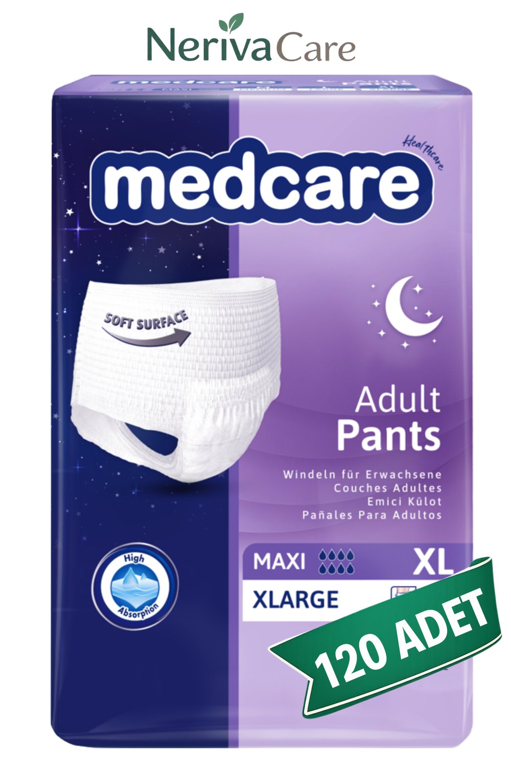 Medcare Maxi Emici Külot Hasta Bezi XL Beden 120 Adet | En Ekonomik PaketKülot Hasta Bezleri (Emici Külot)nerivacareMedcare Maxi Emici Külot Hasta Bezi XL Beden 120 Adet | XLarge Boy Yüksek Emicilik