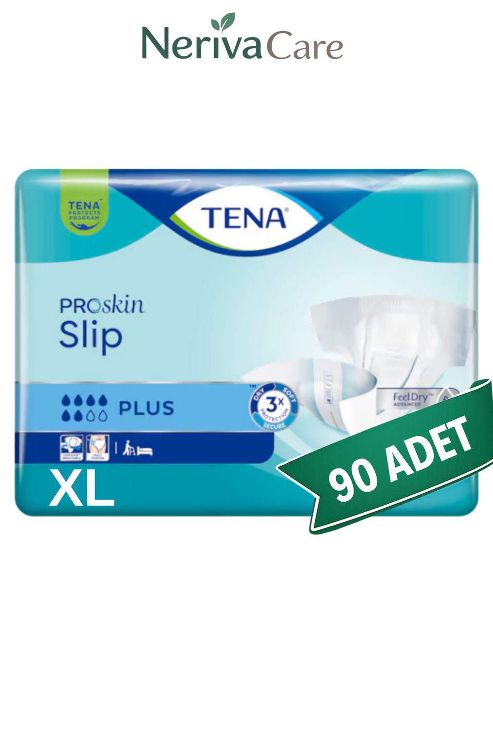 TENA ProSkin Slip Plus Bel Bantlı Hasta Bezi XL Beden 90 Adet | XLarge Boy Yüksek Emicilik