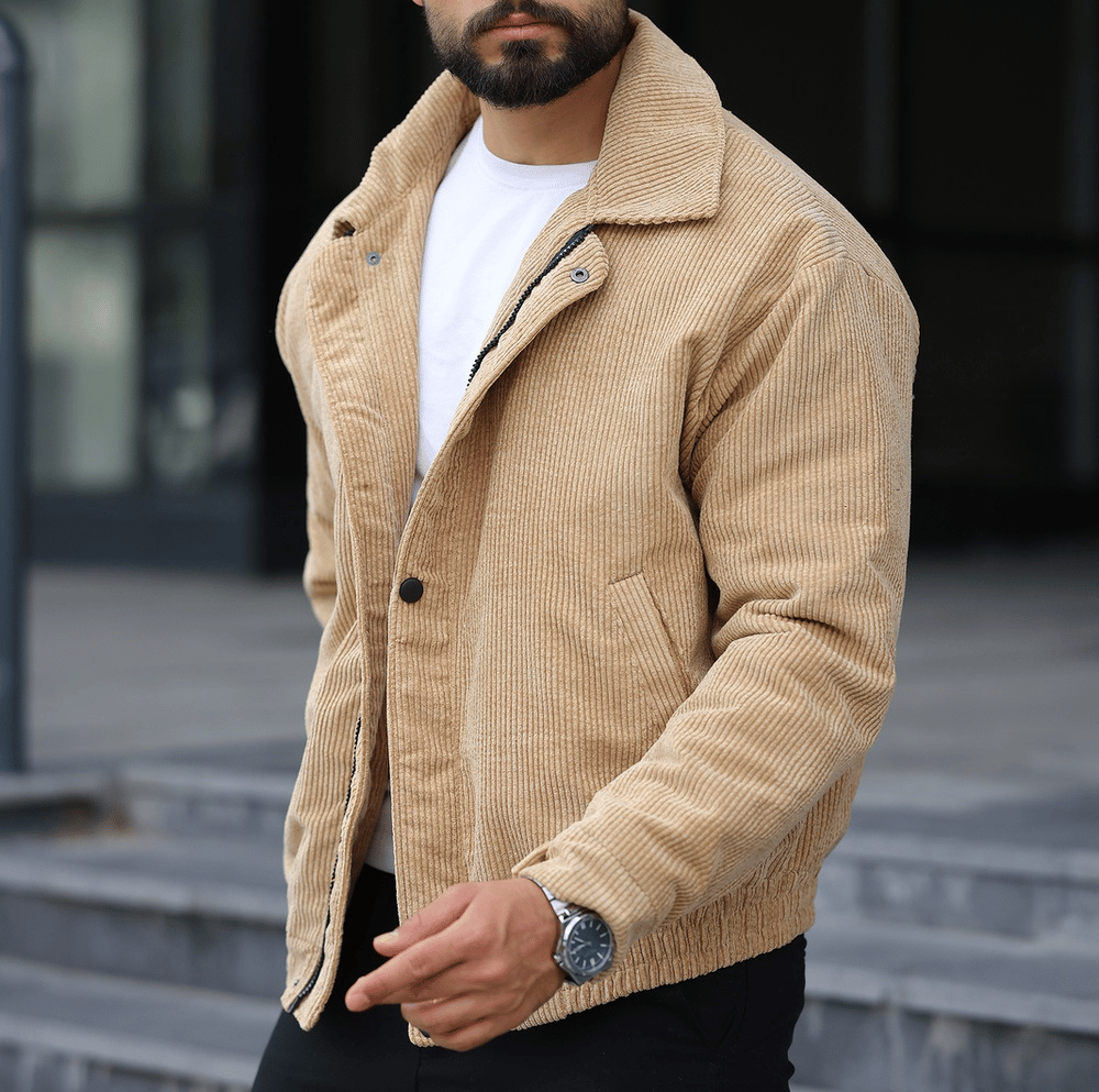 Old Money Oversize Krem Kadife Ceket/Mont