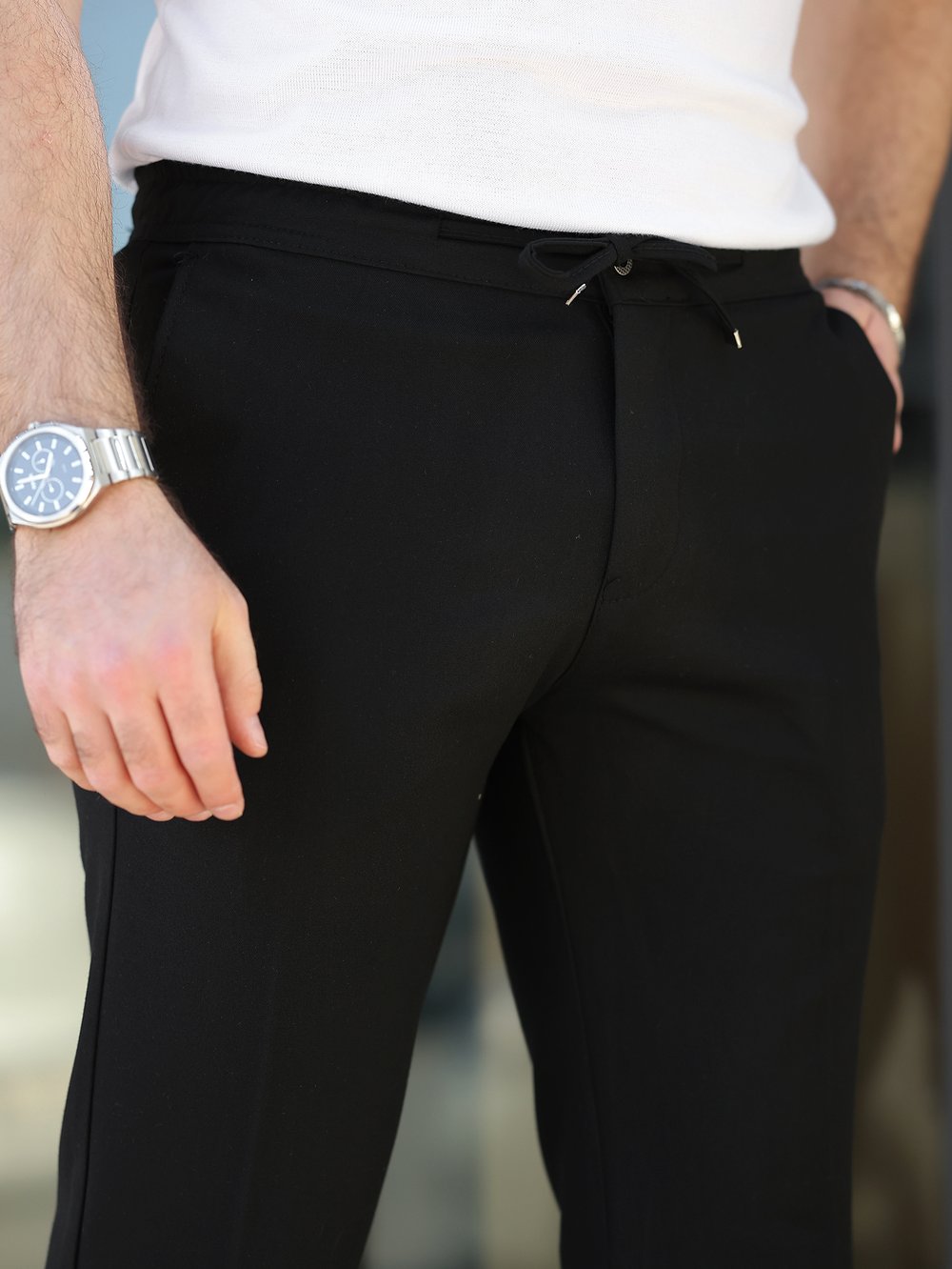 Rahat Slim Fit Siyah Likralı Jogger