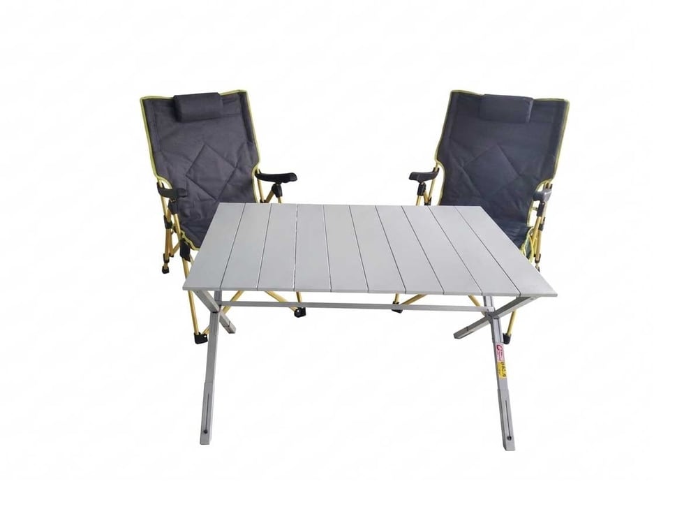 2 adet FlexLounge 3X Katlanabilir Kamp Sandalyesi + Kamp Masası Seti