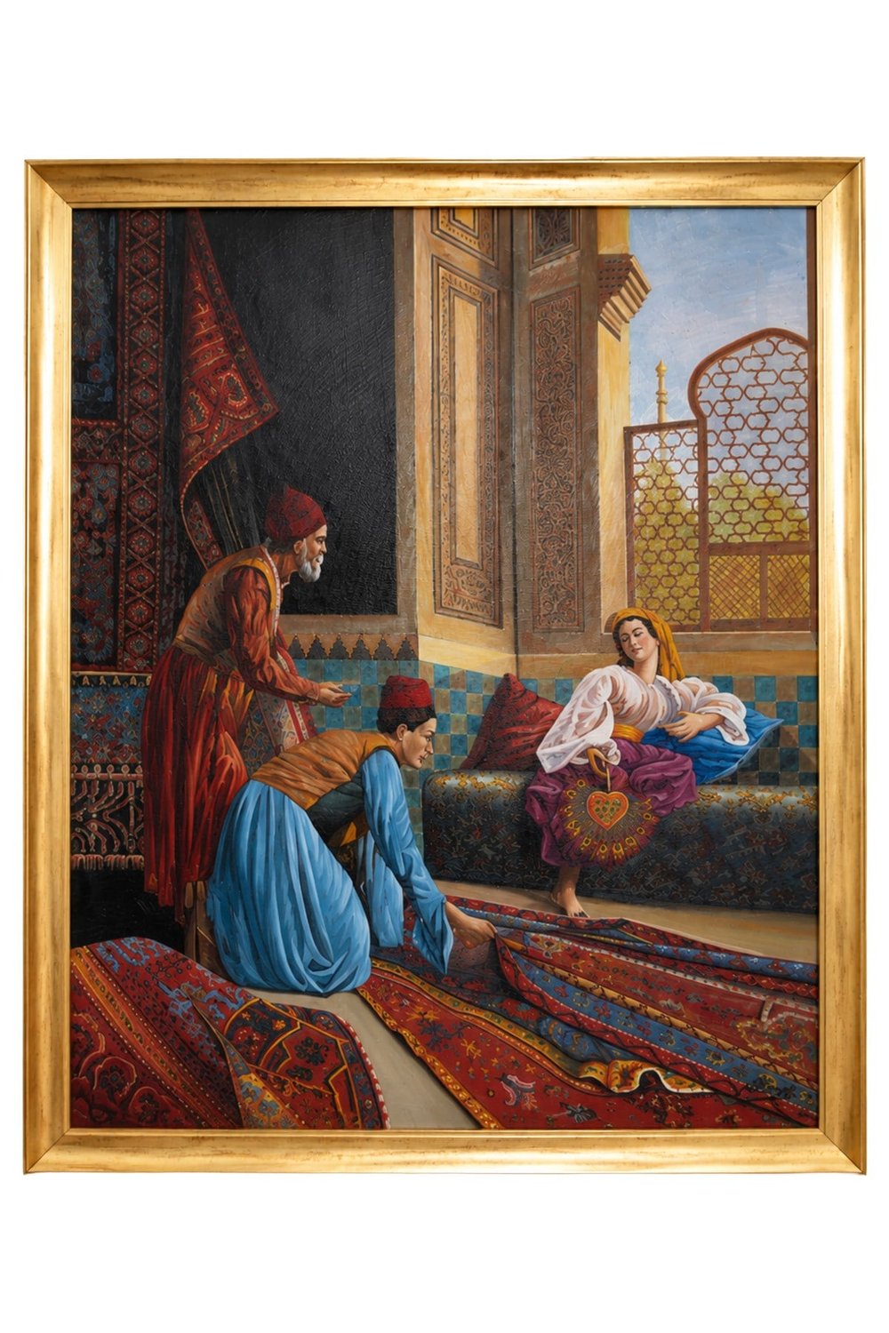 El Dokuma Halılar ve Geleneksel Yaşam Sahnesi Tablosu