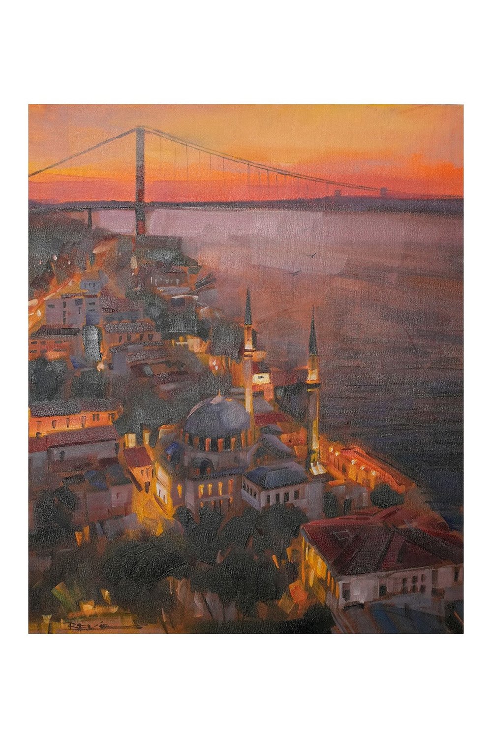 Gün Batımı Kızıllığında Ortaköy Camii ve Boğaz Köprüsü