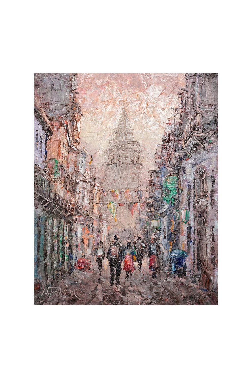 Pembe Gökyüzü Altında Galata Kulesi