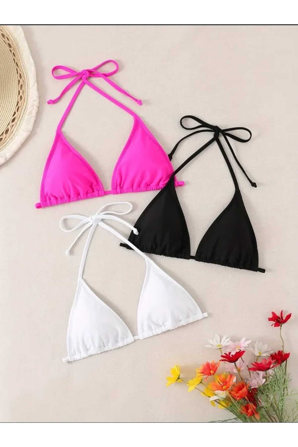 3lü ayrı renk bikini üstü